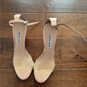 Charles David Nude and Clear Strap Heels